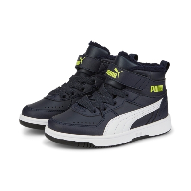 Puma Buty zimowe Rebound Joy Fur ocieplane przedszkole granatowo/lime dzieci